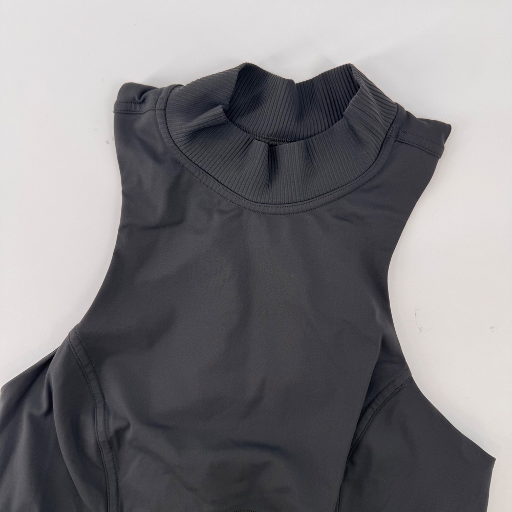Lululemon Sports Bra Women 6 Black High Neck Racerback Ribbed Mock Neck Tank